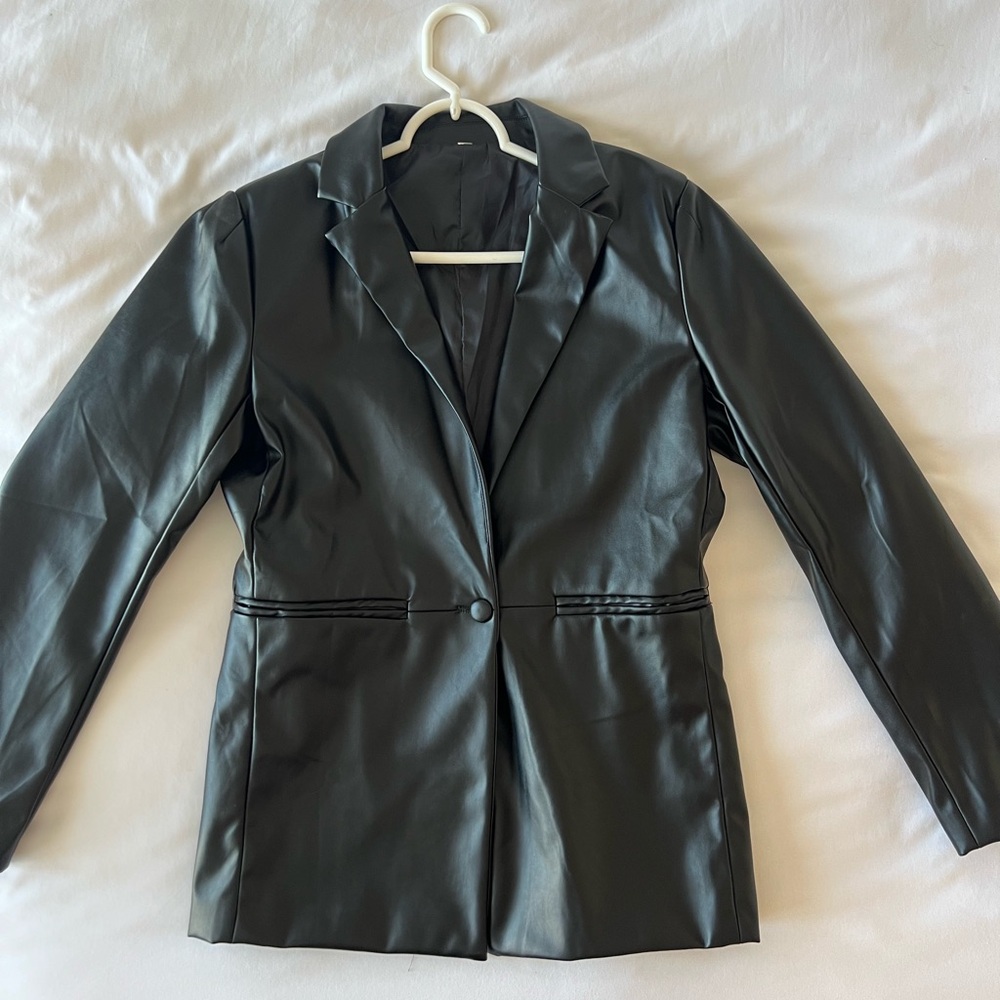 Black pu leather blazer size small